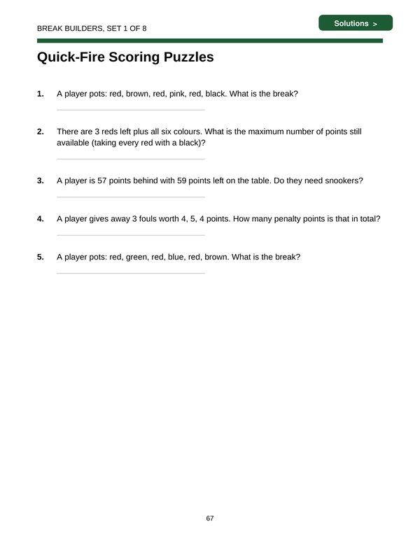 Page 67: Break Builders: quick-fire scoring puzzles